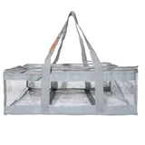 Grey under bed clear CamPaq storage bag long side view empty