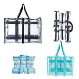 Clear large black and clear medium blue campaq bags empty top and side view
