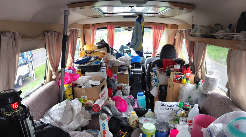 Messy untidy caravan