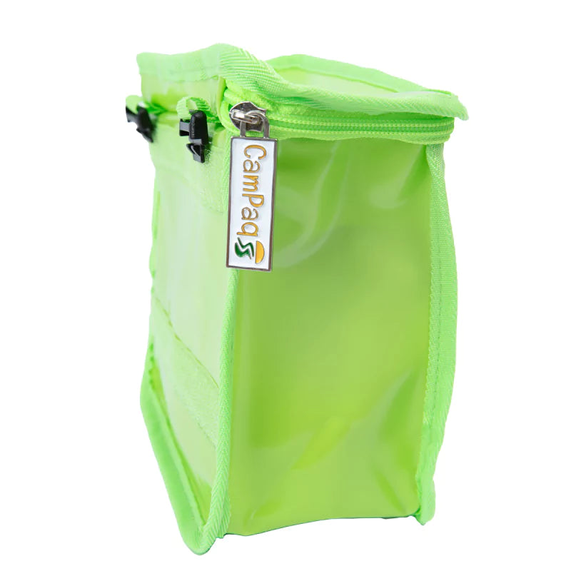 Green detachable pocket of CamPaq toiletry bag
