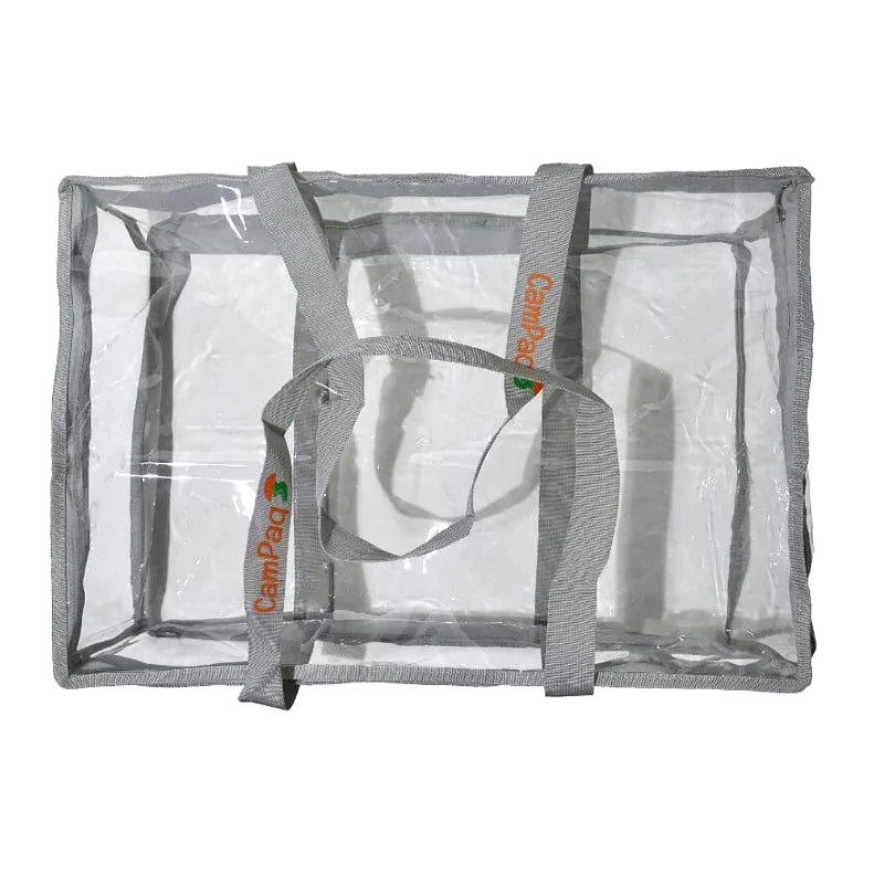 Grey clear CamPaq under bed storage bag top view