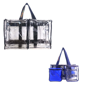 Large black clear bag plus navy blue toiletry bag bundle