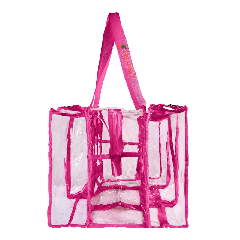 Hot pink clear medium camping bag side view