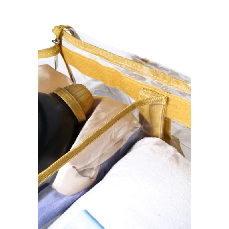 Sand clear under bed storage bag velcro divider separating  laundry items